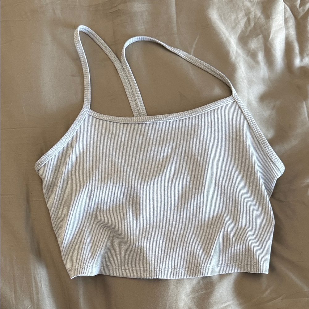 ALO Yoga Light Gray Ribbed Bandeau